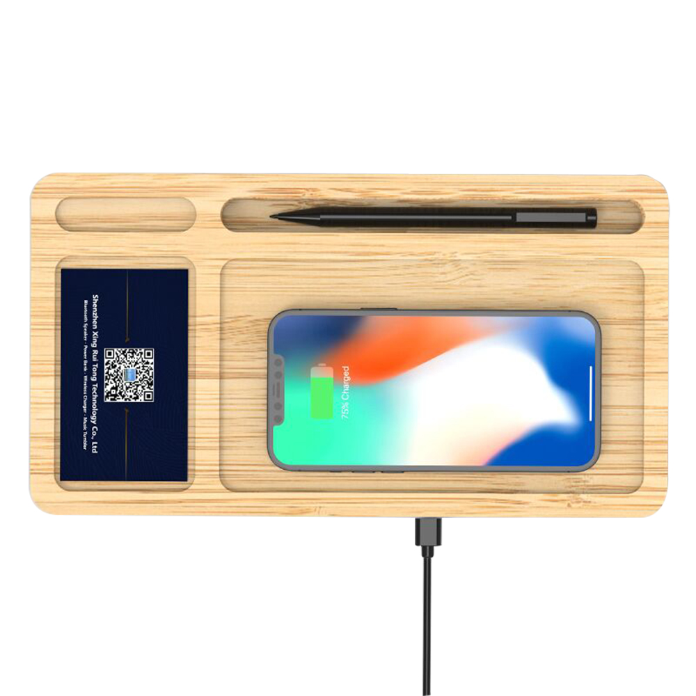 Bambu Masaüstü Organizer Wireless Mobil Şarj Cihazı